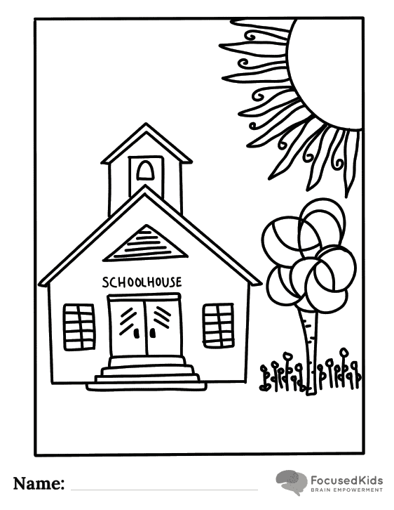 FocusedKids Coloring Page Download: Schoolhouse